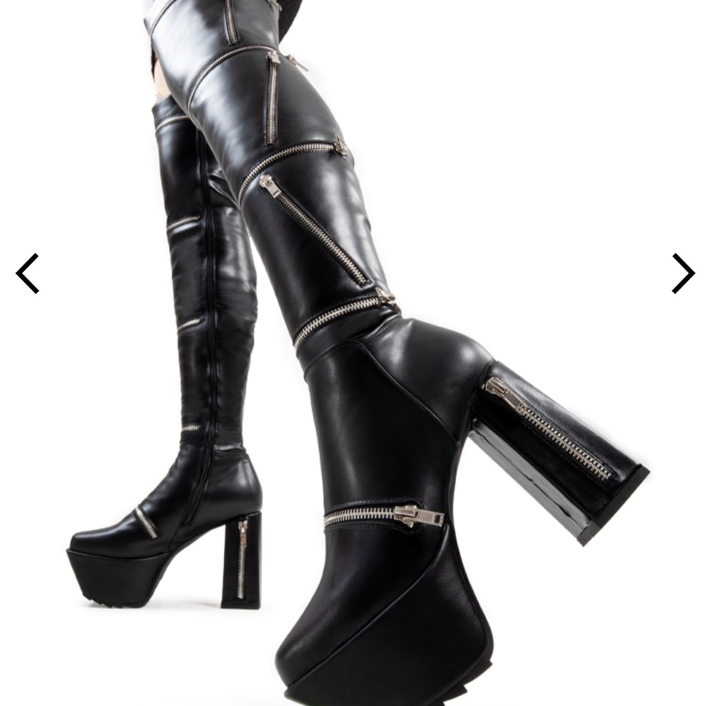 *NEVER WORN* LAMODA “SMALL SACRIFICES PLATFORM THIGH HIGH BOOTS”